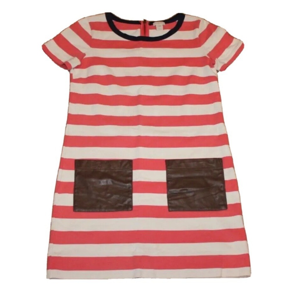 vintage J. Crew rugby striped‎ sheath dress XXS red & white with pockets